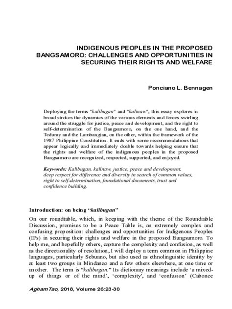 kalibugan|INDIGENOUS PEOPLES IN THE PROPOSED BANGSAMORO: .
